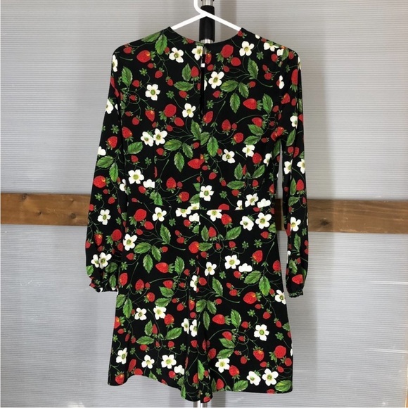 ZARA Black Strawberry Pattern 3/4 Sleeve Romper Sz S - Picture 5 of 6